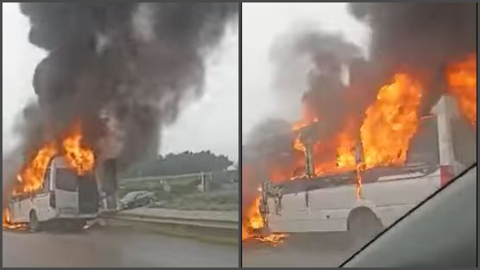 ΒΙΝΤΕΟ: Η στιγμή που το mini-bus των Κύπριων προσκυνητών τυλίγεται στις φλόγες