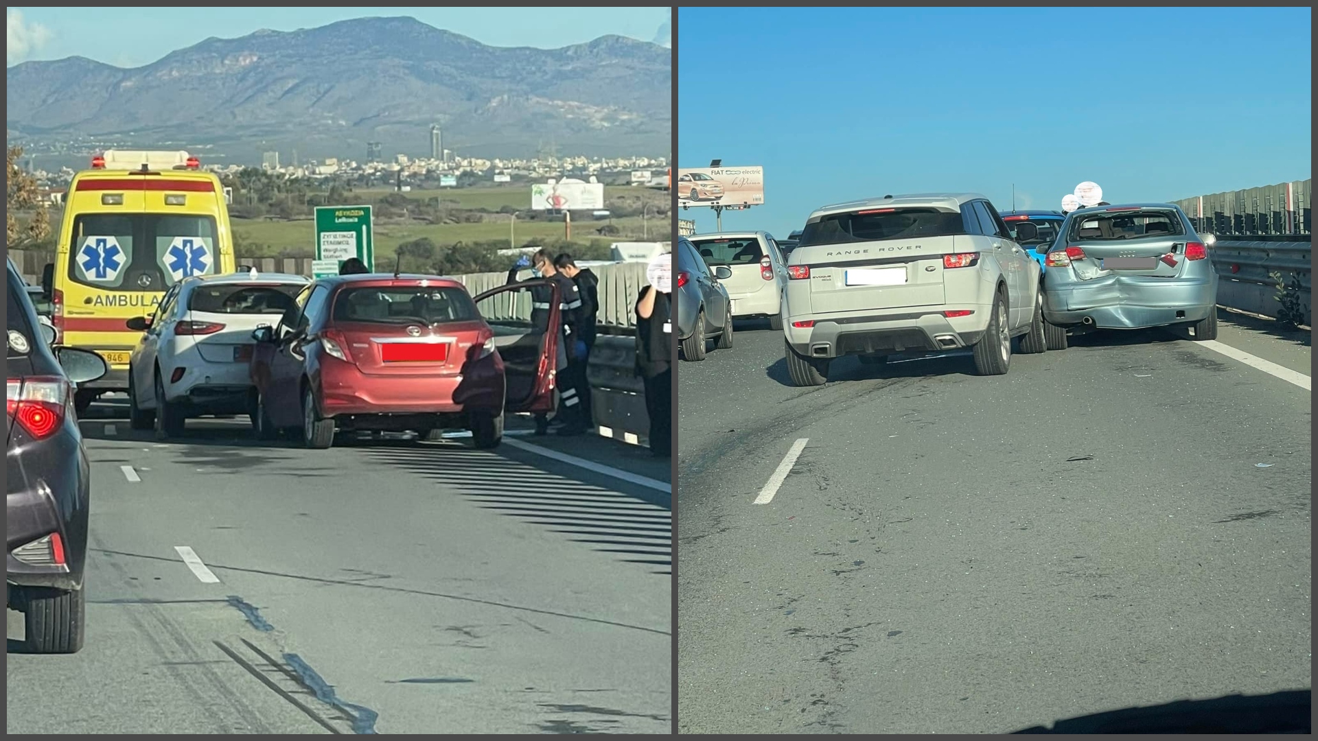 ΦΩΤΟ: Χάος στο highway με δύο καραμπόλες, τρία ατυχήματα και δύο τραυματίες