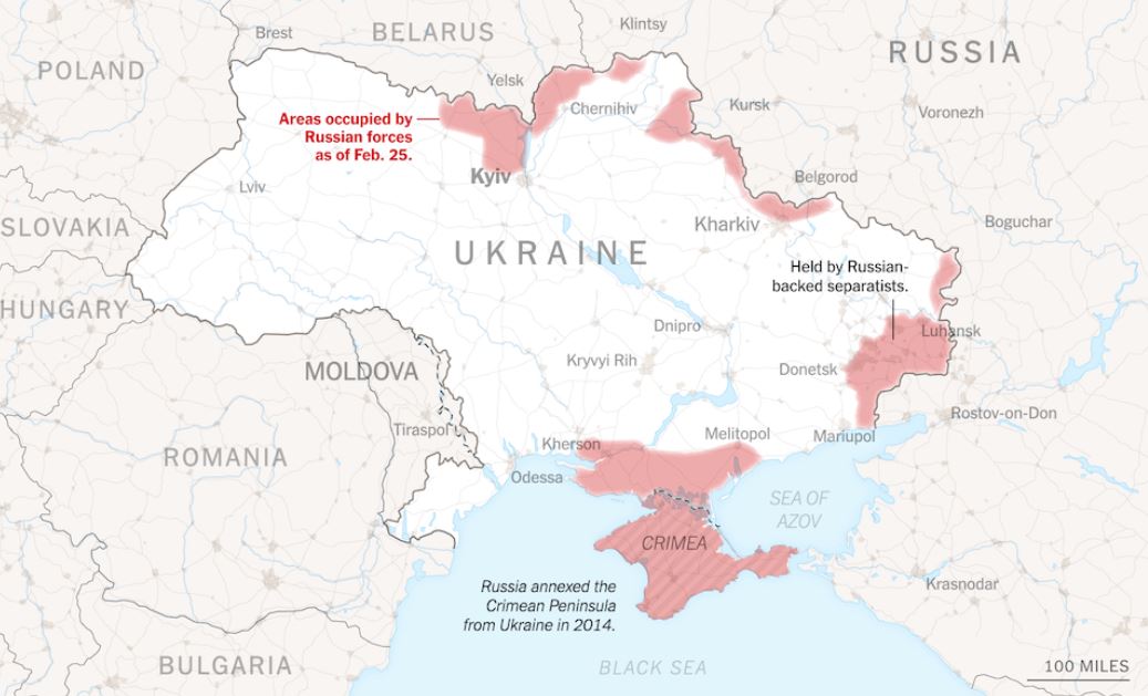 Πώς εξελίσσεται η Ρωσική εισβολή στην Ουκρανία μέσα από χάρτες