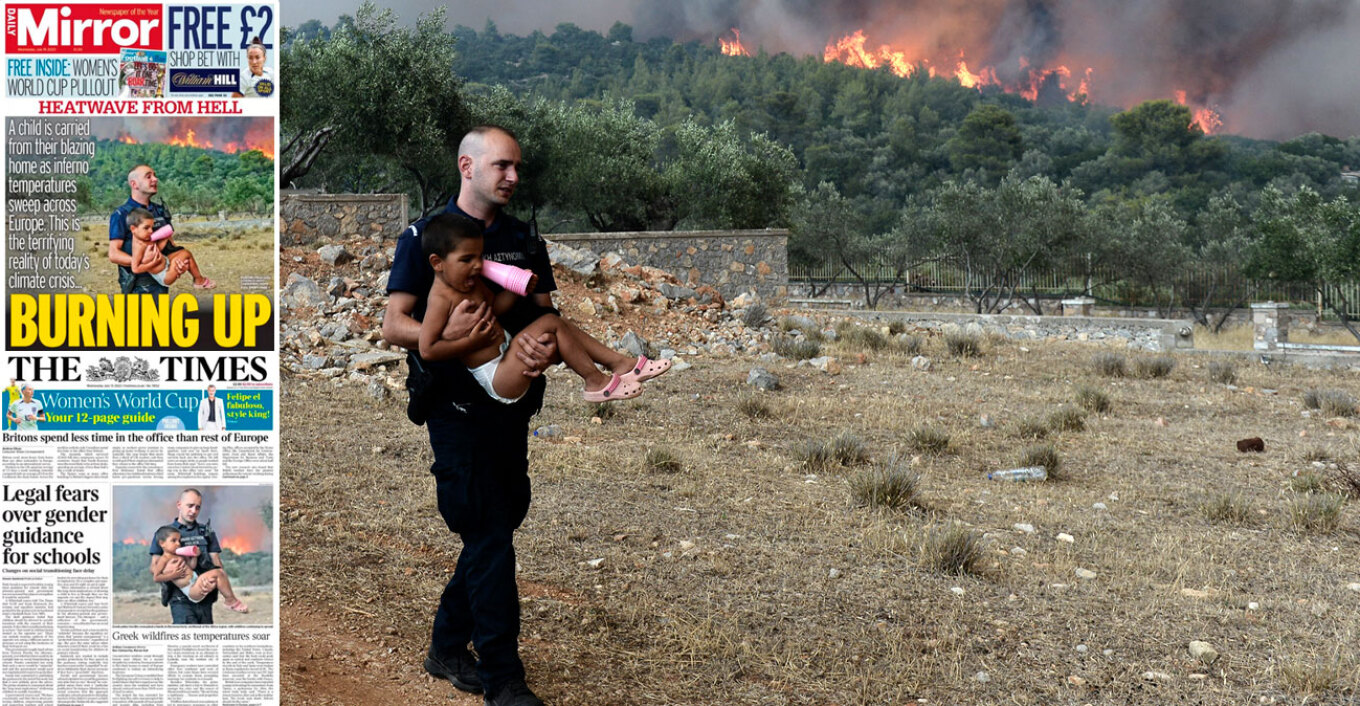 Στα πρωτοσέλιδα εφημερίδων στη Βρετανία ο αστυνομικός που πήρε παιδιά στα χέρια