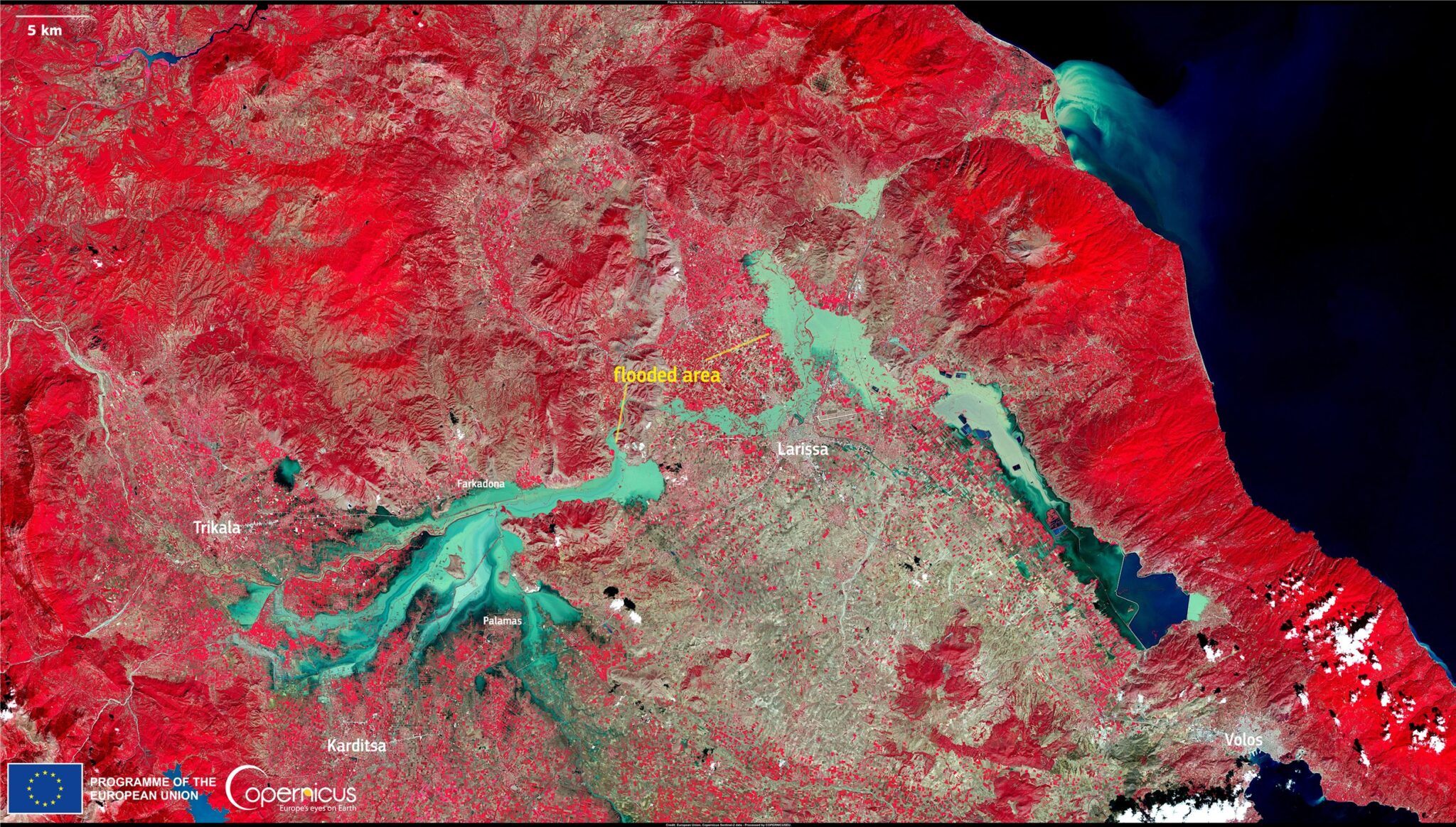 Άλλαξε τον χάρτη η Daniel: Η δορυφορική εικόνα Copernicus, μεγάλη καταστροφή