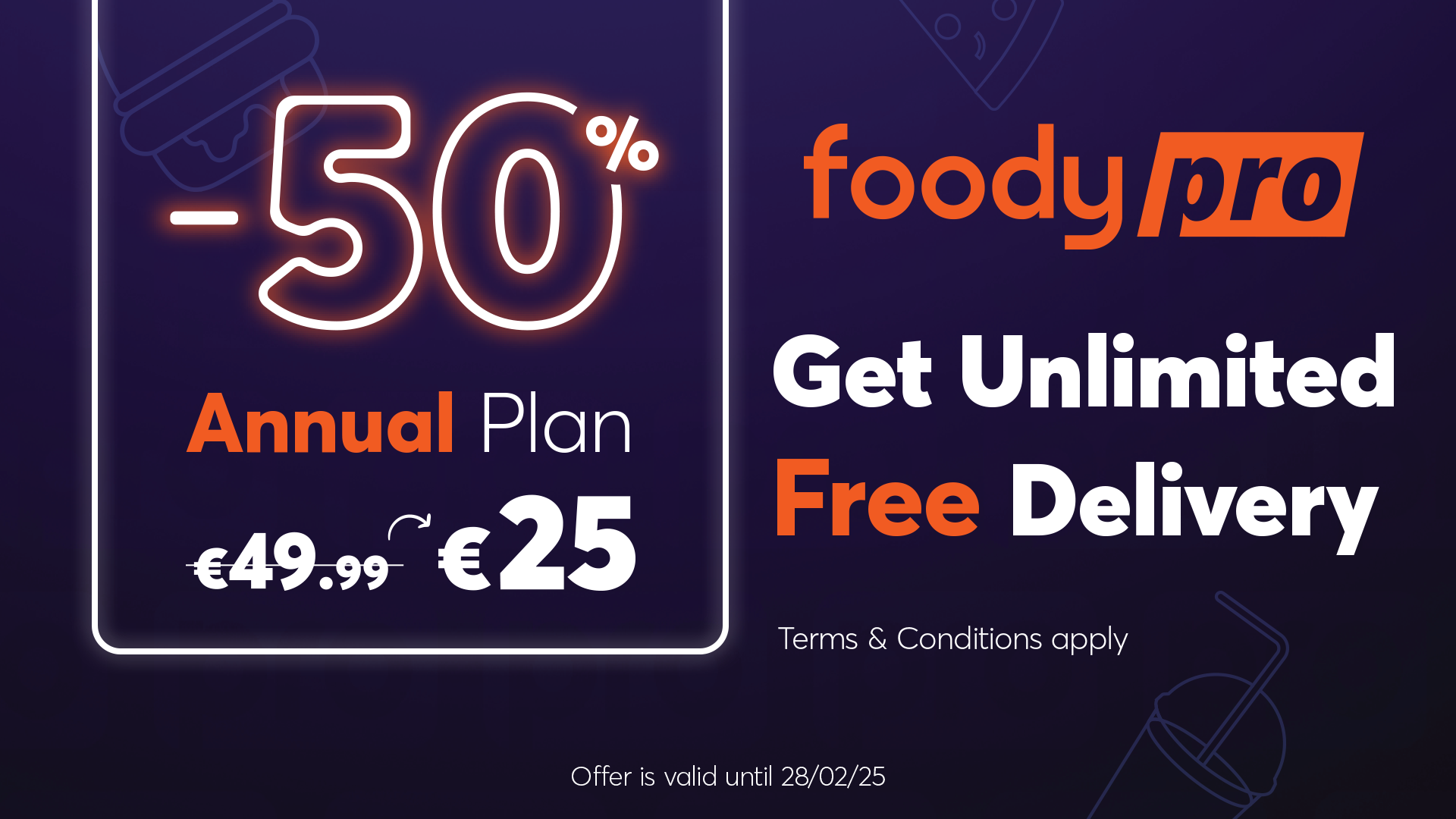 Foody Pro: Δωρεάν, απεριόριστο Delivery για έναν ολόκληρο χρόνο με μόνο 25€